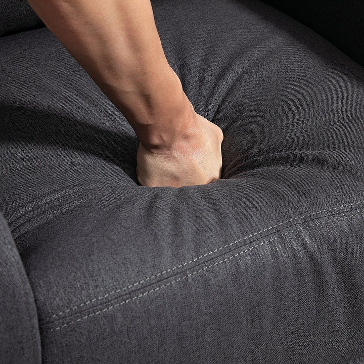 Fabric Recliner Manual Home Theatre Seating Linen-Touch Sofa Armchair Living Room - Dark Grey