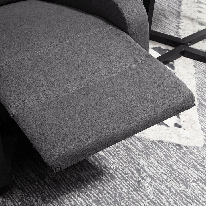 Fabric Recliner Manual Home Theatre Seating Linen-Touch Sofa Armchair Living Room - Dark Grey