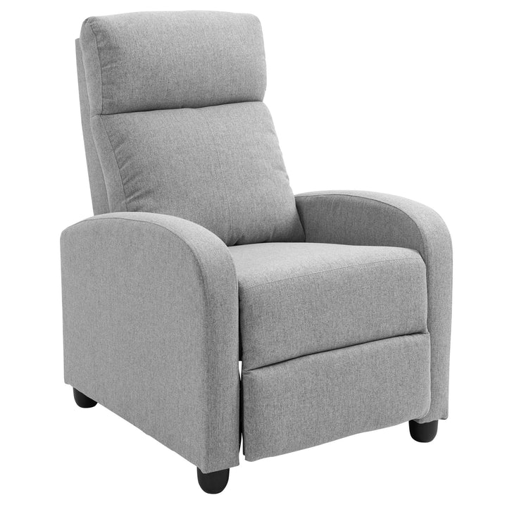 Fabric Recliner Manual Home Theatre Seating Linen-Touch Sofa Armchair Living Room - Light Grey
