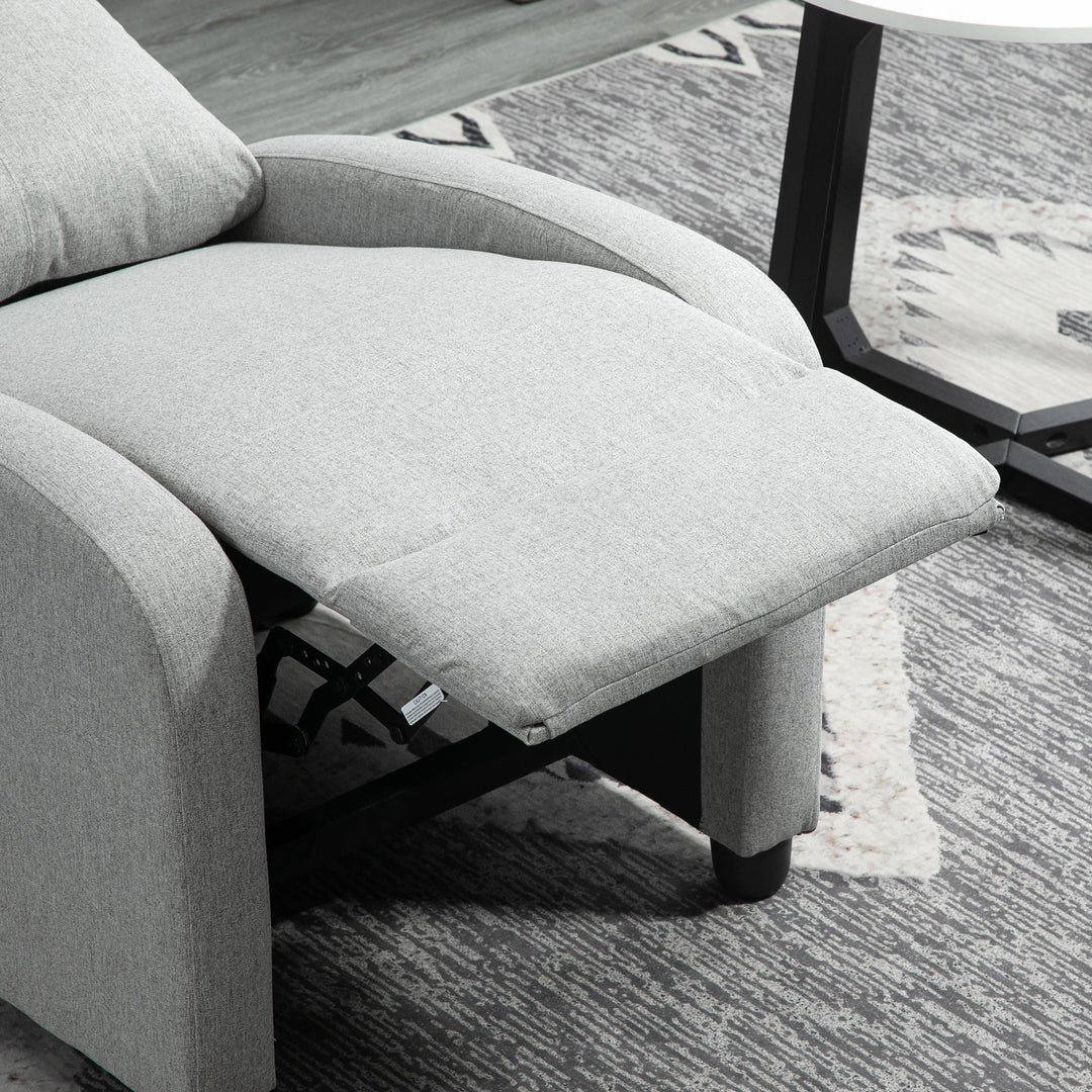 Fabric Recliner Manual Home Theatre Seating Linen-Touch Sofa Armchair Living Room - Light Grey