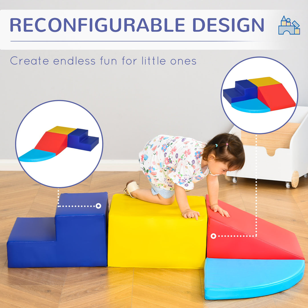 4-Piece Kids Climb and Crawl Foam Playset for Toddler Child Climbing Crawling - Multicolour