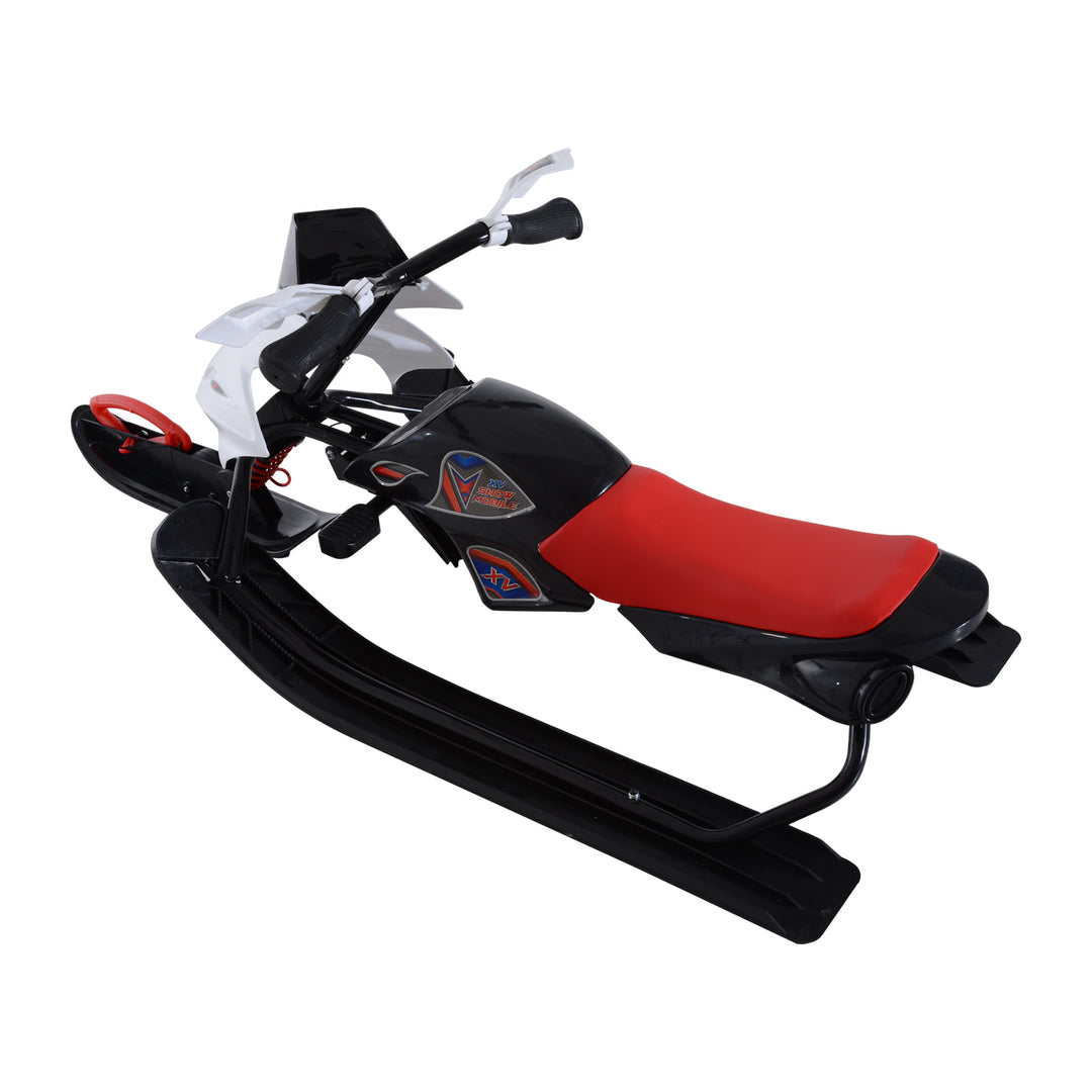 Kids Outdoor Winter Wooden Snow Mobile Toy Scooter Sled Toboggan - Red White and Black