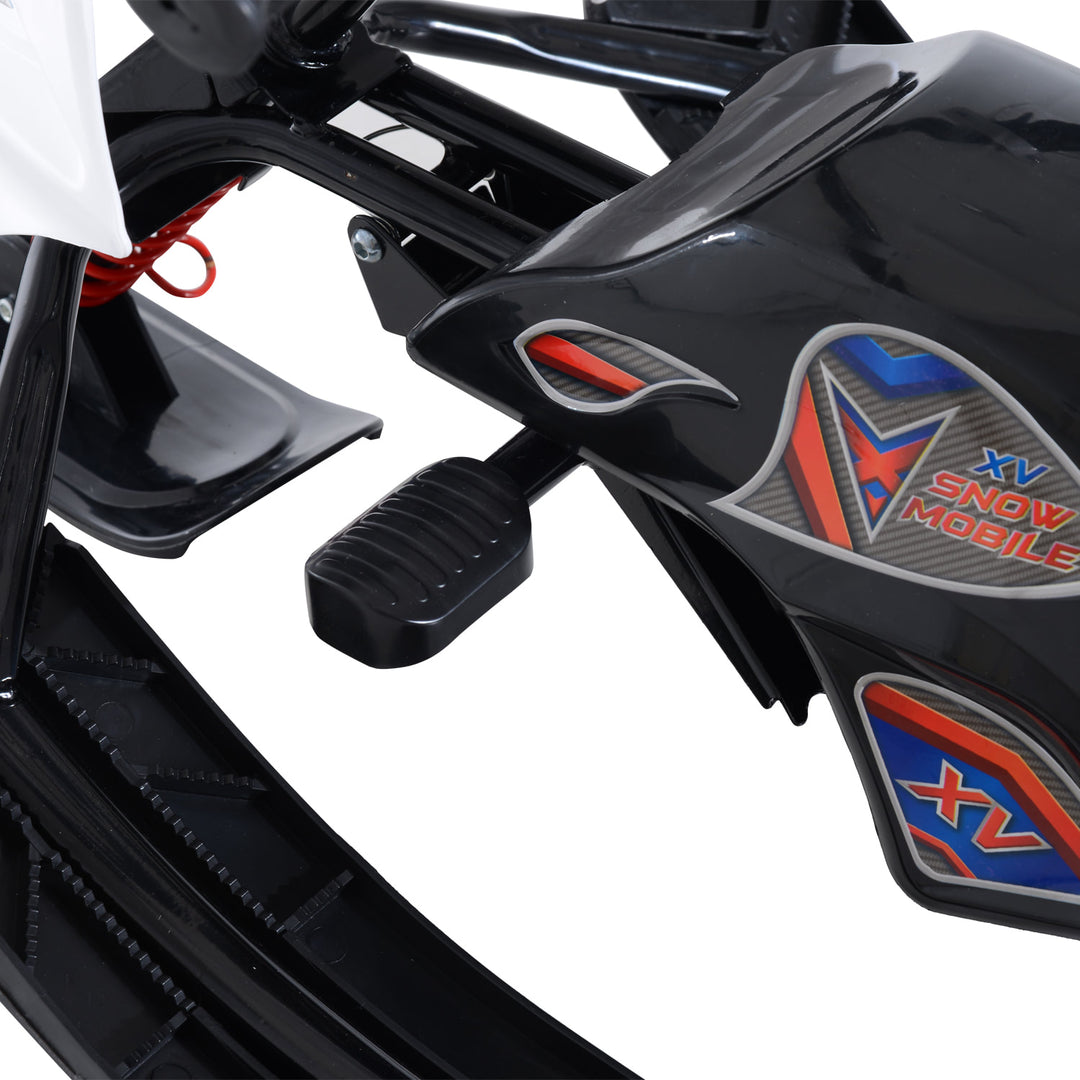 Kids Outdoor Winter Wooden Snow Mobile Toy Scooter Sled Toboggan - Red White and Black