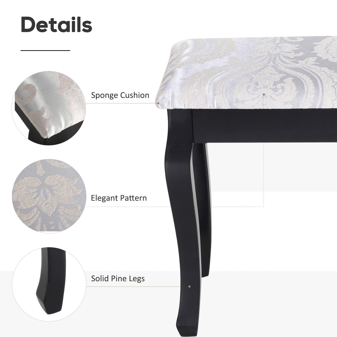 Modern Sleek Vanity Makeup Bedroom Dressing Room Table Set w/ Matching Stool - Black