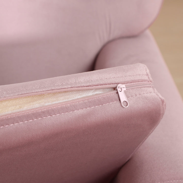 Cute Princess Soft Velvet Padded Sofa Chair Couch w Armrests for Kids Toddlers - Light Pink