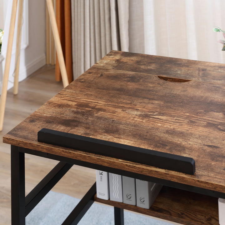 Adjustable Drafting Art Craft Table Desk for Writing, Drawing, Painting w Storage, Rustic Brown
