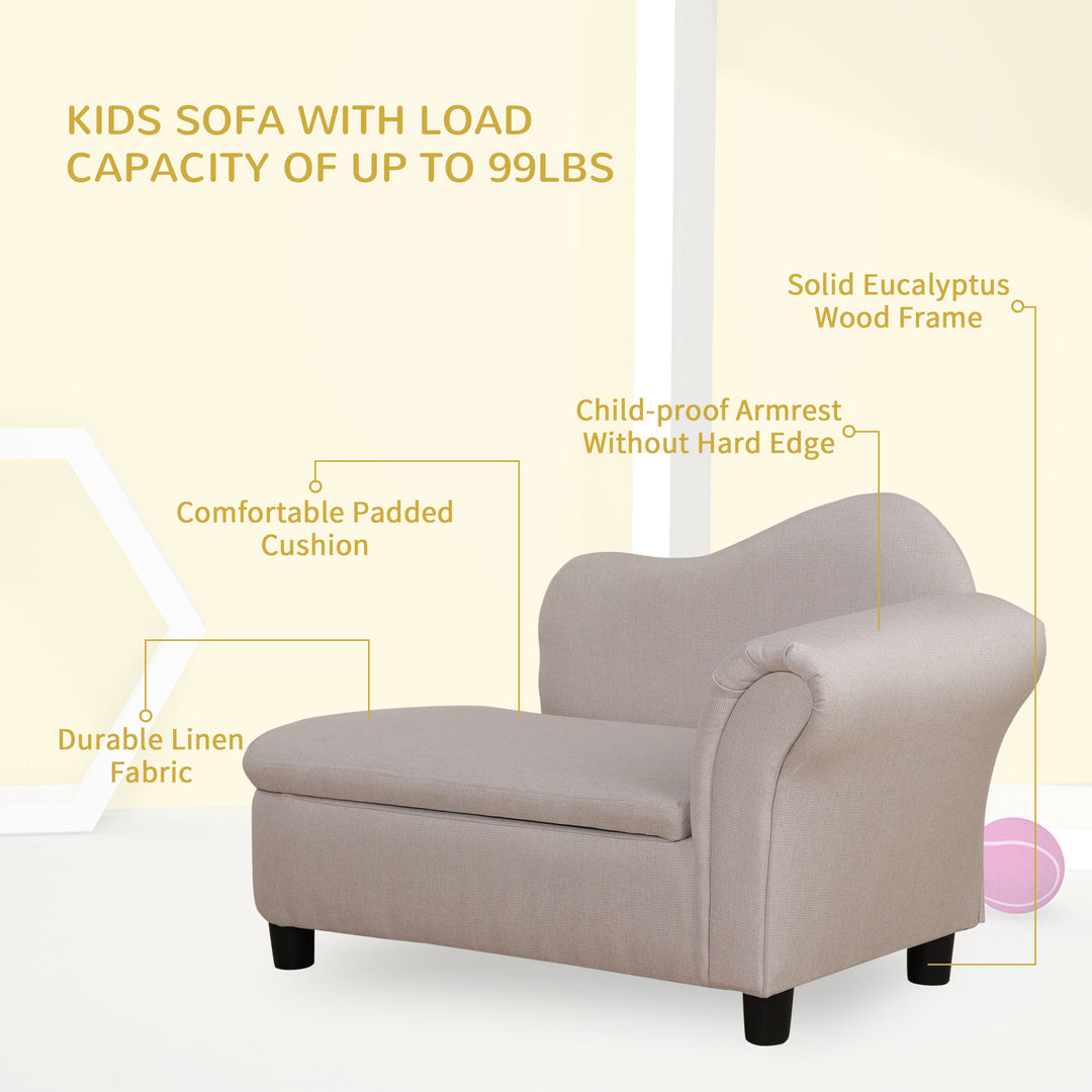 Cute Soft Padded Sofa Chair Chaise Lounge Couch w Armrests for Kids Toddlers, Beige