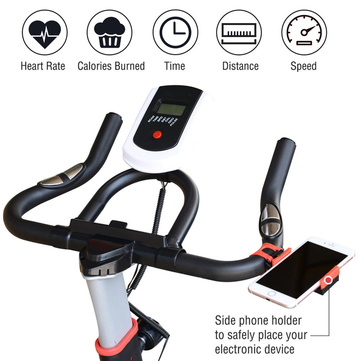 Upright Stationary Adjustable Exercise Workout Bike Bicycle for Indoor Fitness - Black w/ Red