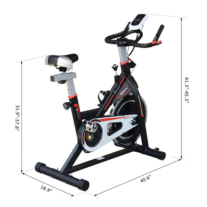 Upright Stationary Adjustable Exercise Workout Bike Bicycle for Indoor Fitness - Black w/ Red