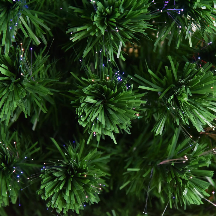 5ft 170-Tip Pre-Lit LED, Fibre Optic Artificial Christmas Holiday Tree w Star, Base, Xmas Green