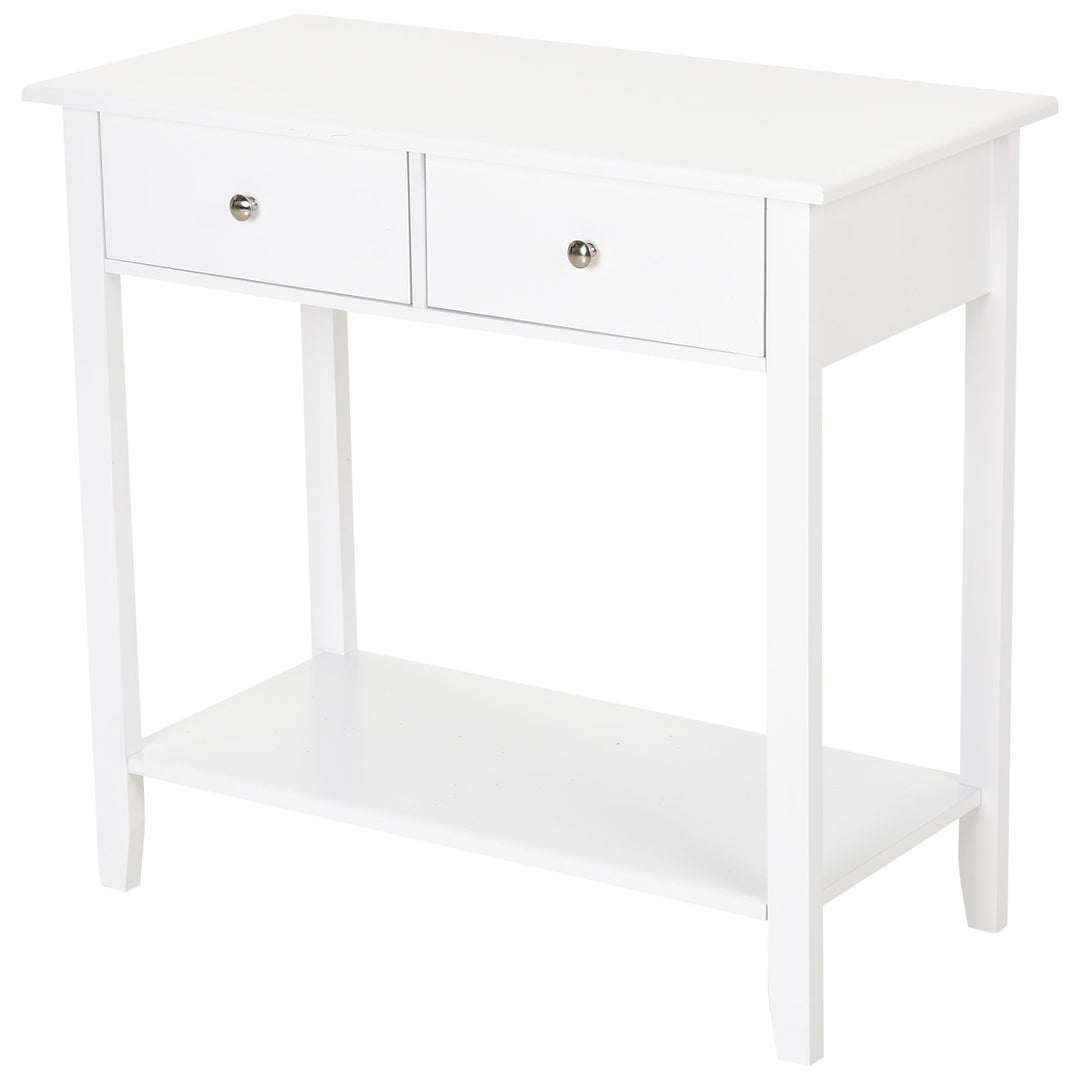 Contemporary Wooden Entryway Sideboard Cabinet Console Table w/ Drawers & Storage Shelf - White