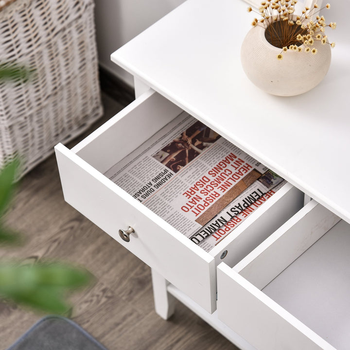 Contemporary Wooden Entryway Sideboard Cabinet Console Table w/ Drawers & Storage Shelf - White