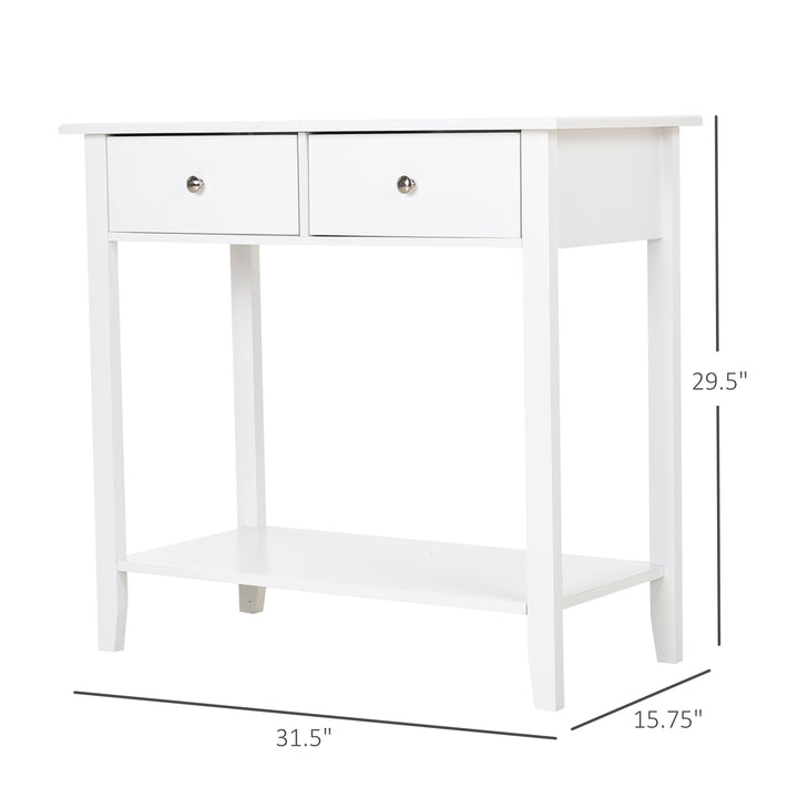 Contemporary Wooden Entryway Sideboard Cabinet Console Table w/ Drawers & Storage Shelf - White