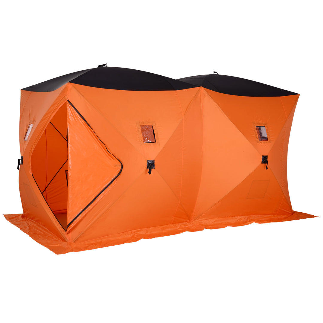 6-8 Person Portable Ice Fishing Tent Shelter w/ Ventilation Windows & Carry Bag - Orange