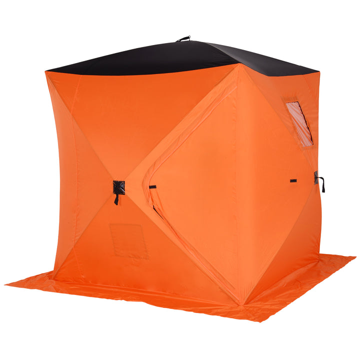 4 Person Portable Ice Fishing Tent Shelter w/ Ventilation Windows & Carry Bag - Orange