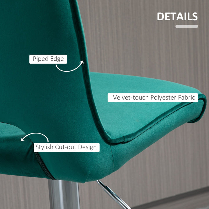 Set of 2 Modern Bar Stools Upholstered Adjustable Height w/ Footrest Swivel Seat - Green