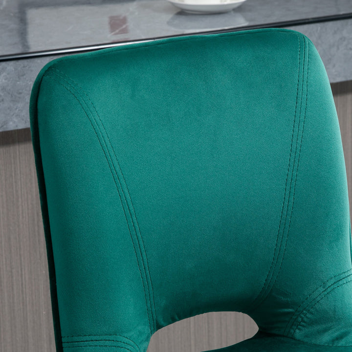 Set of 2 Modern Bar Stools Upholstered Adjustable Height w/ Footrest Swivel Seat - Green