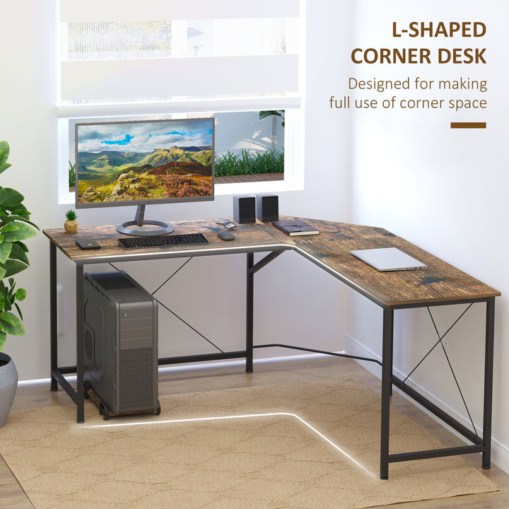 59" L-Shaped Corner Desk Workstation w/ CPU Stand for Home Office Dorm Study - Rustic Brown