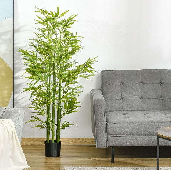 5 FT Artificial Realistic Bamboo Tree Faux Plant w Planter Pot Indoor Outdoor Home Office Décor