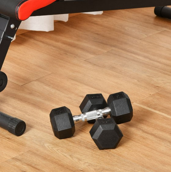 Set of 2 10lb Home Gym Rubber Exercise Dumbbell Free-weights for Exercise Fitness - Black