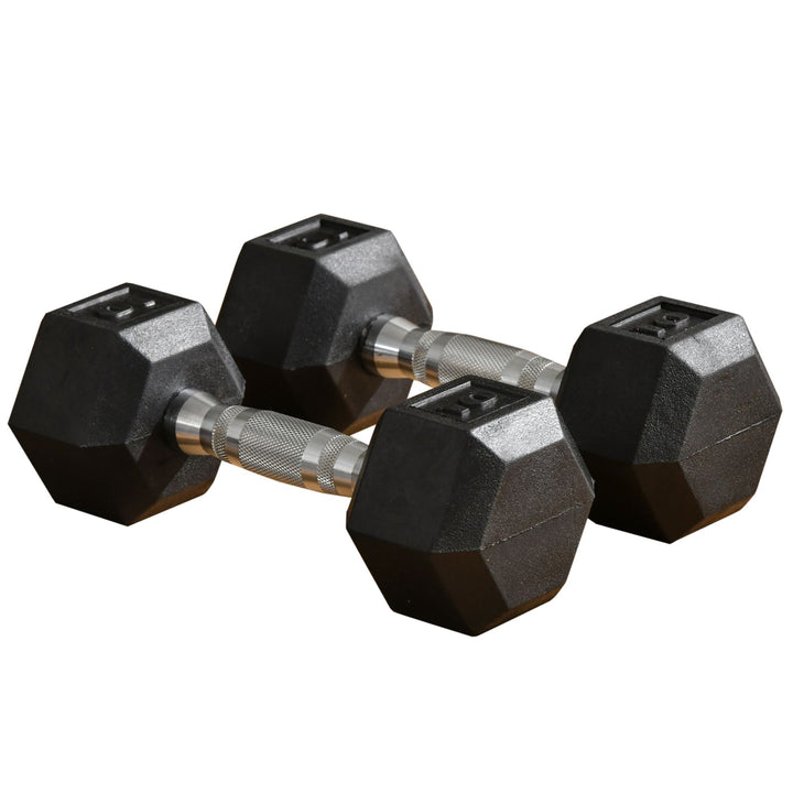 Set of 2 10lb Home Gym Rubber Exercise Dumbbell Free-weights for Exercise Fitness - Black