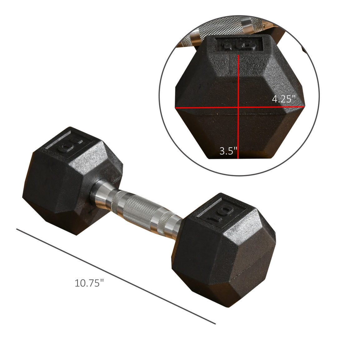 Set of 2 10lb Home Gym Rubber Exercise Dumbbell Free-weights for Exercise Fitness - Black