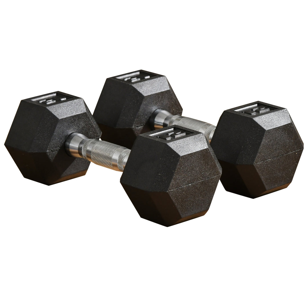 Set of 2 12lb Home Gym Rubber Exercise Dumbbell Free-weights for Exercise Fitness - Black