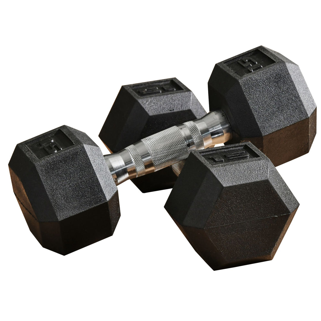 Set of 2 15lb Home Gym Rubber Exercise Dumbbell Free-weights for Exercise Fitness - Black