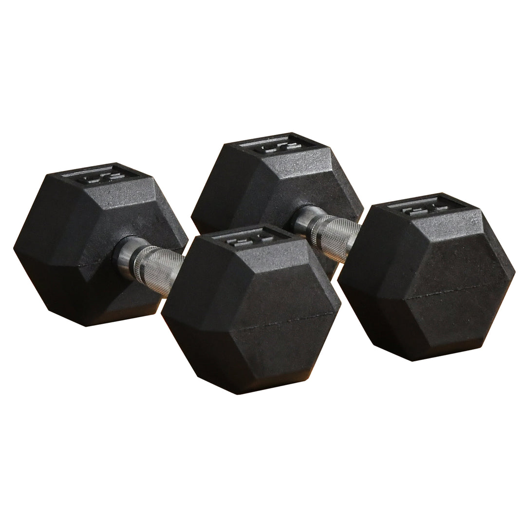 Set of 2 20lb Home Gym Rubber Exercise Dumbbell Free-weights for Exercise Fitness - Black