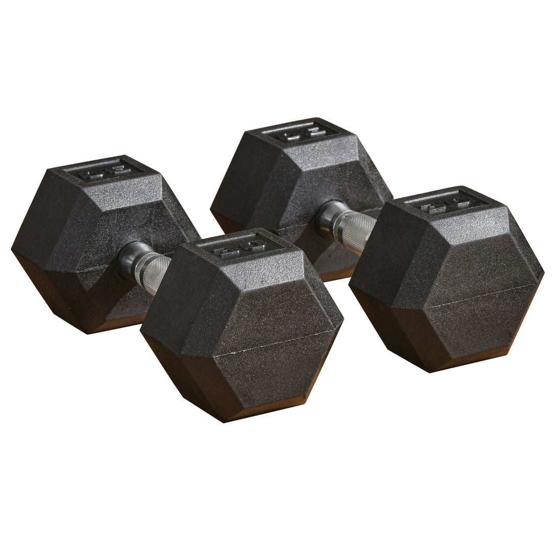 Set of 2 30lb Home Gym Rubber Exercise Dumbbell Free-weights for Exercise Fitness - Black