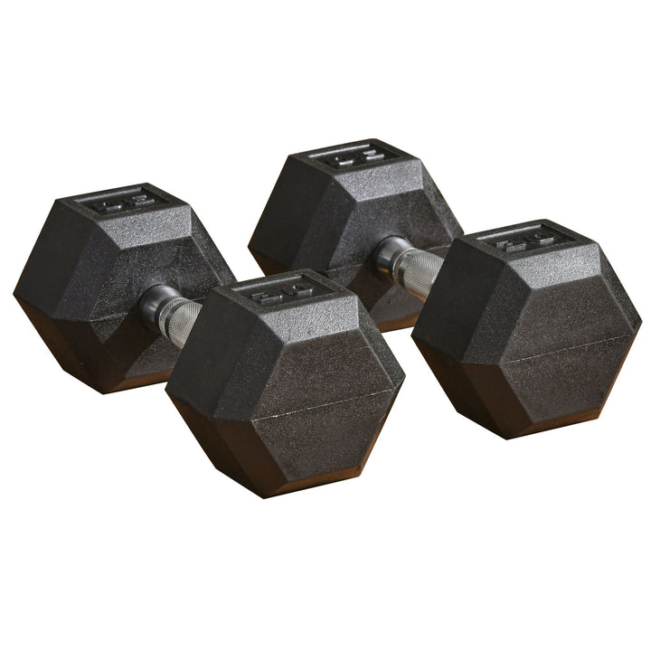 Set of 2 30lb Home Gym Rubber Exercise Dumbbell Free-weights for Exercise Fitness - Black