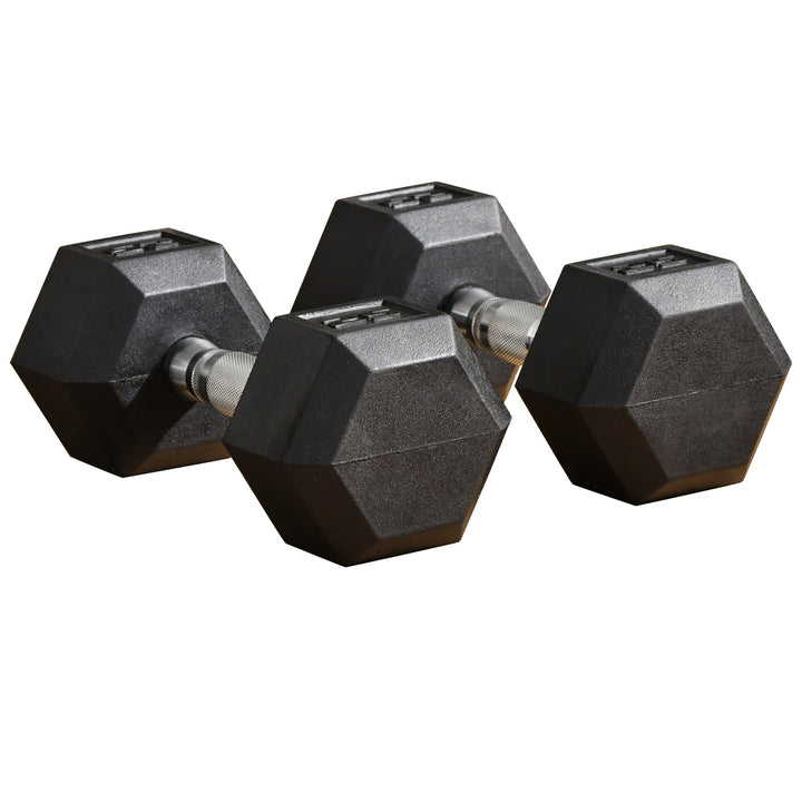 Set of 2 25lb Home Gym Rubber Exercise Dumbbell Free-weights for Exercise Fitness - Black
