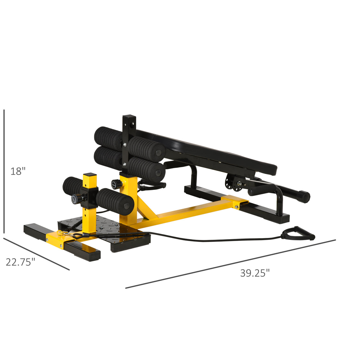 3-in-1 Home Gym Exercise Machine Equipment w/ Squat Rack, Bench Press & Leg Exerciser - Yellow