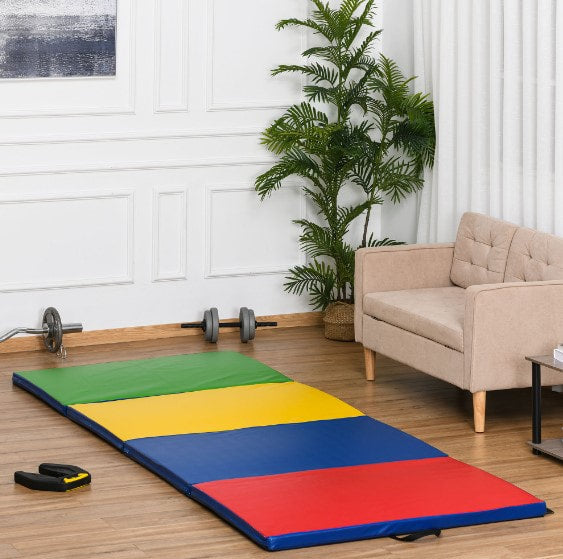 10ft Folding Home Gym Yoga Aerobics Calisthenics Exercise Mat for Exercise - Multi-Coloured