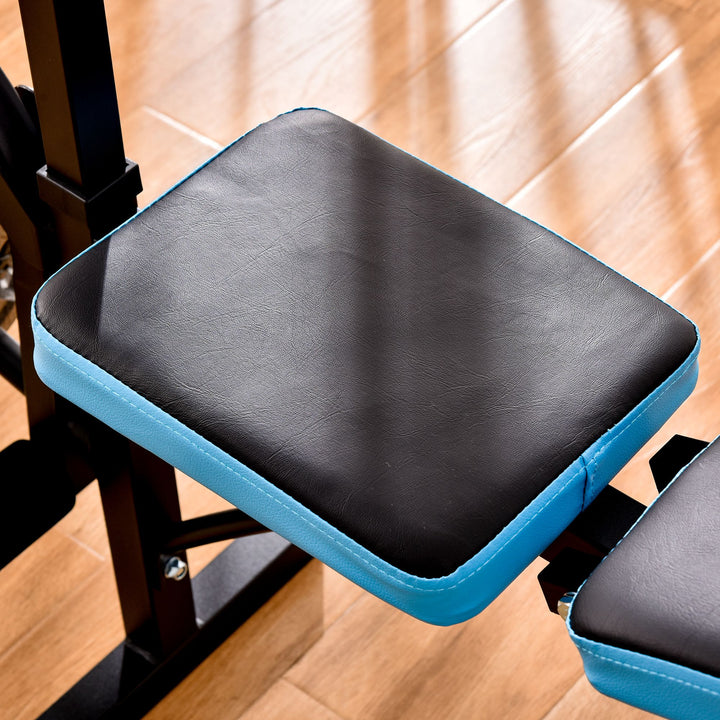 Adjustable Fitness Home Gym Equipment Workout Bench w/ Leg Development - Black and Blue