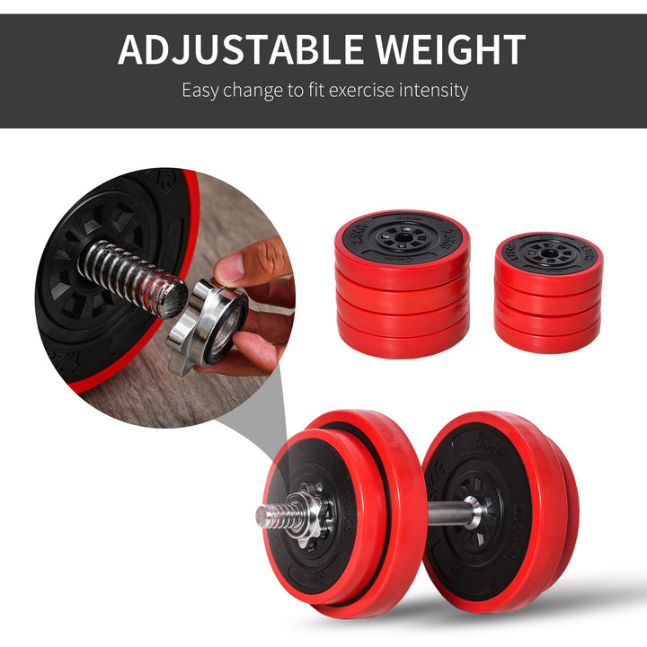 44lb 2-in-1 Barbell / Dumbbell Adjustable Exercise Free Weights Home Gym Fitness Set - Red