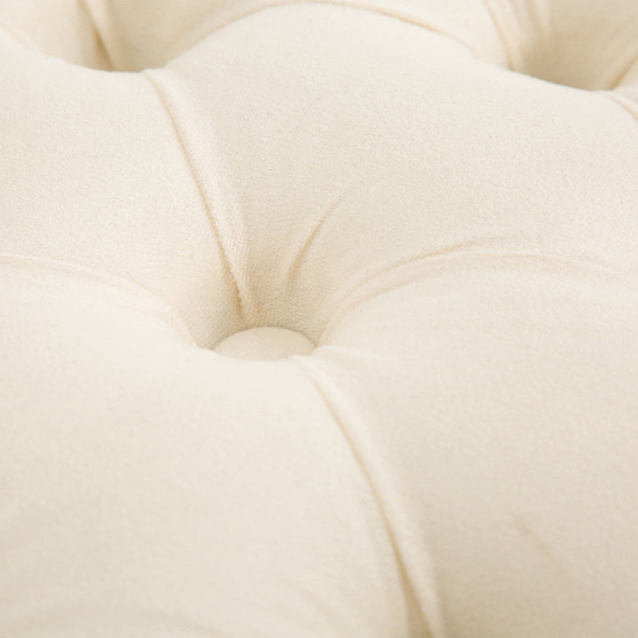 Deluxe Vintage Tufted High-Back Velvet Soft Accent Living Room Chair - Ivory Cream White