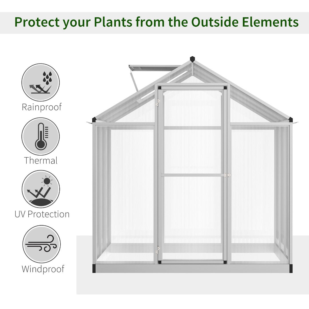 6’ x 6' Walk-In Hard-sided Cold Frame Greenhouse w/ Aluminum Frame for Outdoor Garden