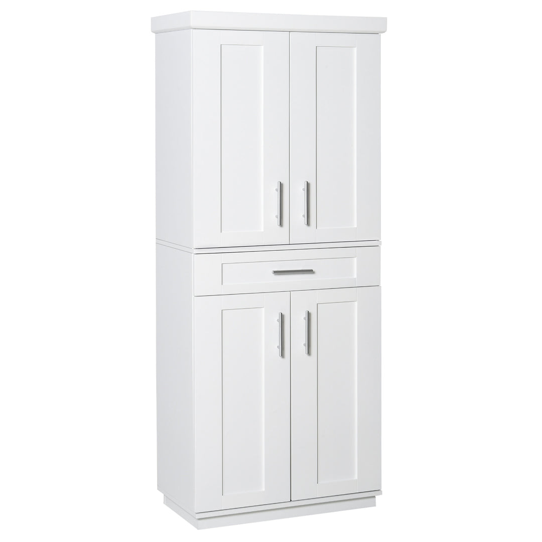 Modern Freestanding Kitchen Cabinet Pantry Cupboard w/ Adjustable Shelves and Drawer - White