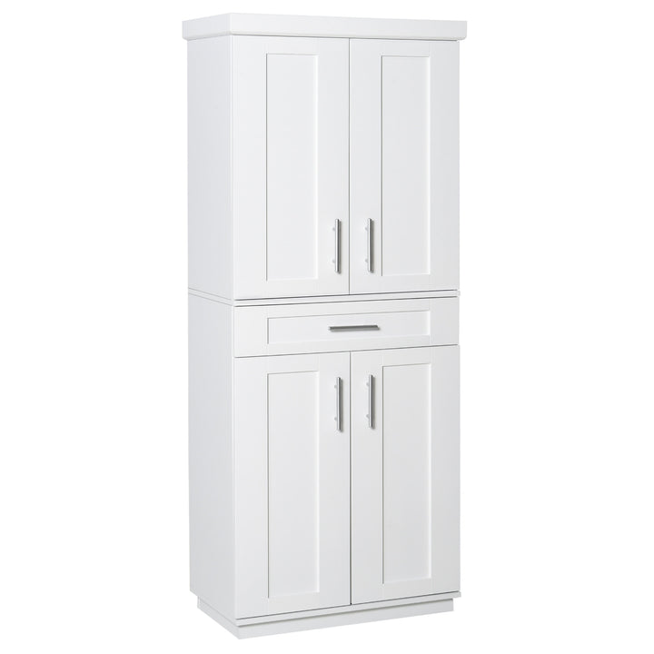 Modern Freestanding Kitchen Cabinet Pantry Cupboard w/ Adjustable Shelves and Drawer - White