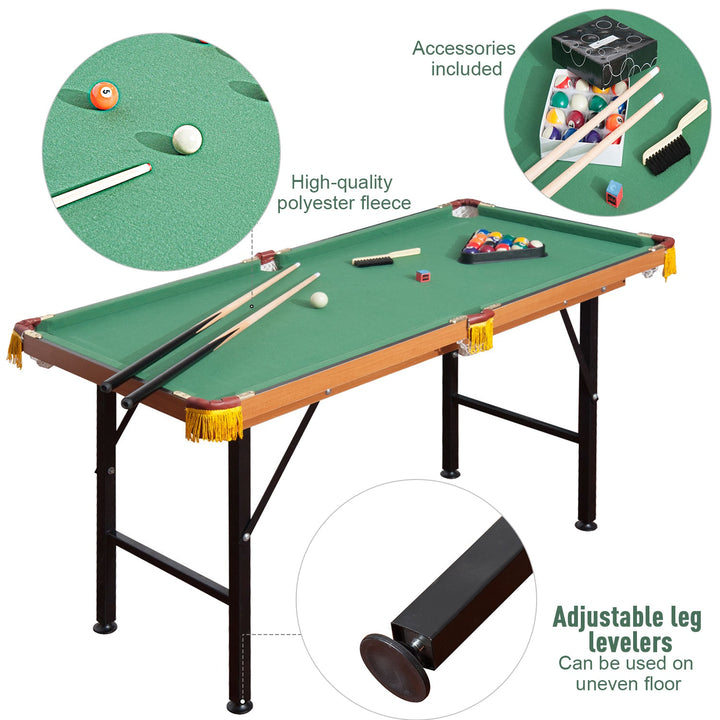 Portable Foldable Mini Billiard Pool Table w/ 2 Cue Sticks, Chalk, Brush, and 16 Balls
