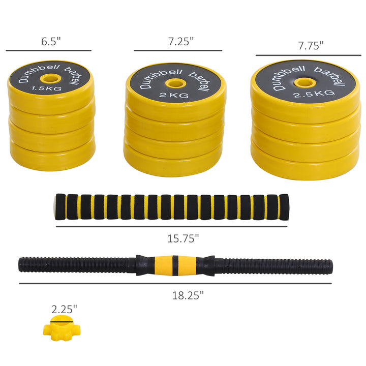 55lb Hybrid Dumbbell Barbell Exercise Weight Training System - Black and Yellow