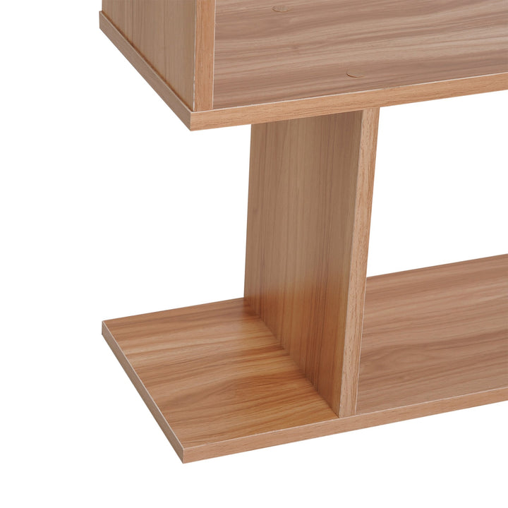 6-Tier Modern S-Shape Bookshelf Display Cabinet Unit for Living Home Office Furniture - Maple