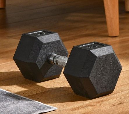 40lb Home Gym Rubber Exercise Dumbbell Free-weight for Exercise / Fitness - Black