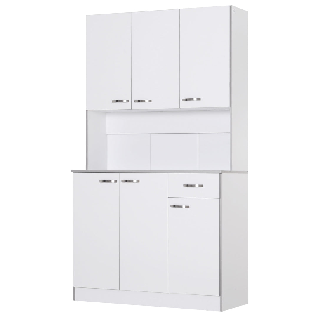71" Large Kitchen Laundry Cabinet Pantry Buffet Server Hutch w Drawer & Appliance Stand - White