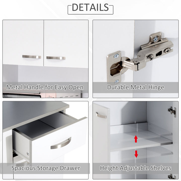 71" Large Kitchen Laundry Cabinet Pantry Buffet Server Hutch w Drawer & Appliance Stand - White