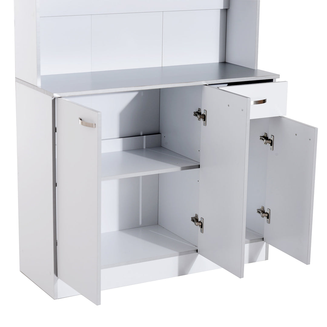 71" Large Kitchen Laundry Cabinet Pantry Buffet Server Hutch w Drawer & Appliance Stand - White