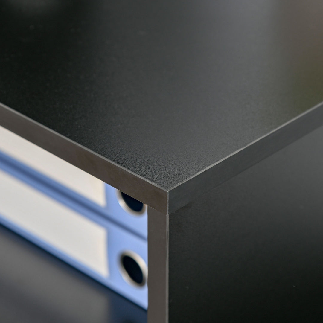 Modern Neutral Computer Desk Drawers Cabinet Shelves Keyboard Tray Office Bedroom Dorm - Black