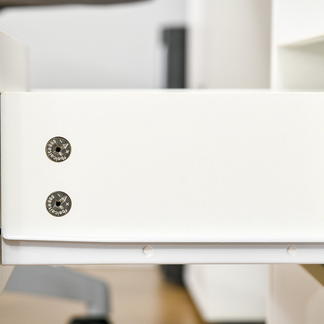 Modern Neutral Computer Desk Drawers Cabinet Shelves Keyboard Tray Office Bedroom Dorm - White
