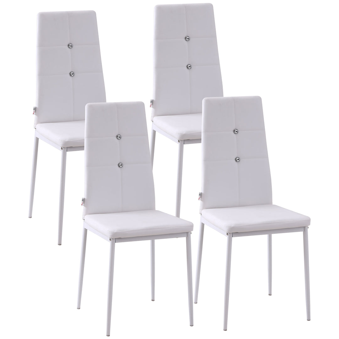 Set of 4 Modern Contemporary Button Tufted Accent Dining Chairs Dining Room Kitchen - White